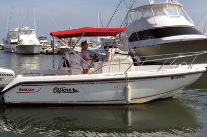 "Offline" Boston Whaler Boat Lettering Plymouth MA